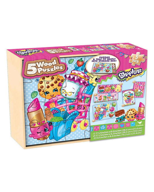 Shopkins 5 Assorted Wood Puzzles Set